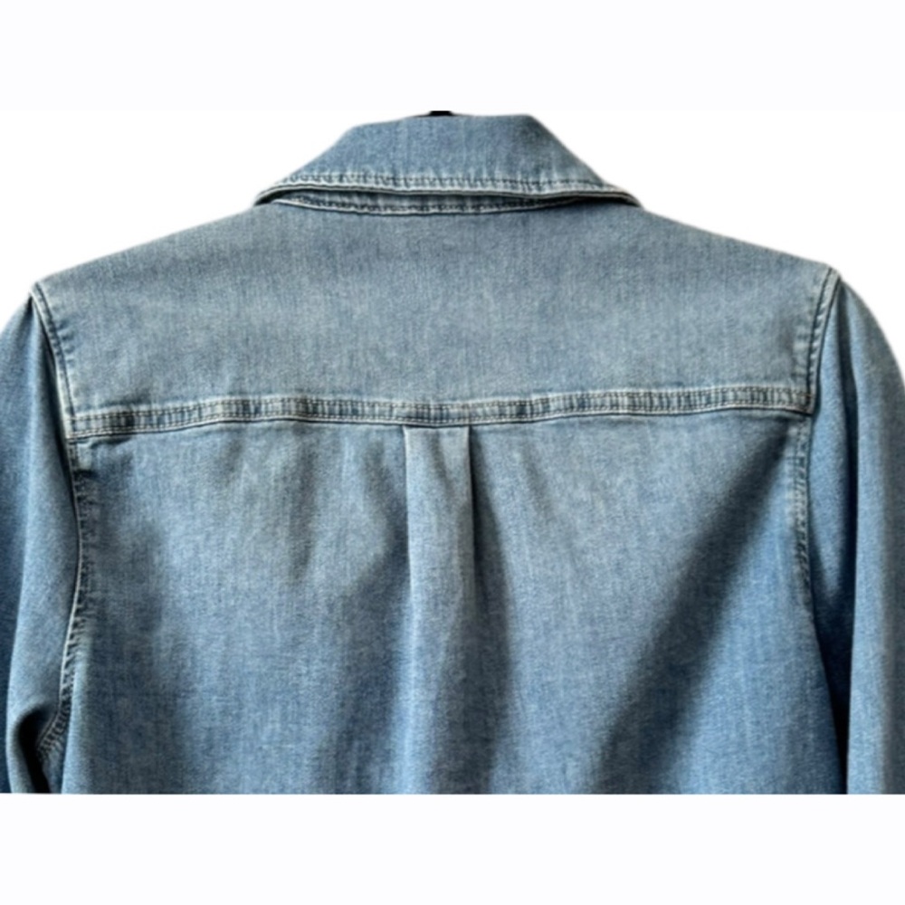 PAIGE Belize Denim Button Up Long Sleeve Shirt Womens Large Blue‎ Relaxed Fit - Picture 5 of 7